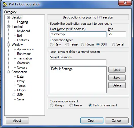 Raspberry Pi SSH Verbindung - Putty GUI