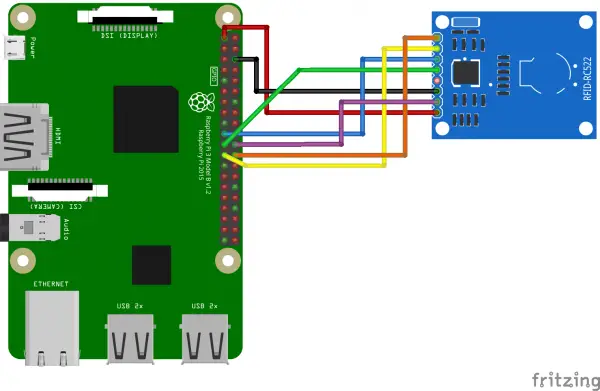 Raspberry Pi RFID RC522 NFC Breadboard