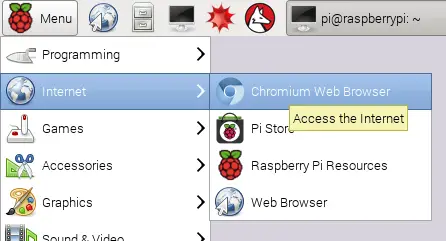 Himbeer-Pi-Chrome-Startmenü