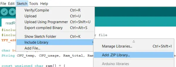 Arduino IDE -Add ZIP Library