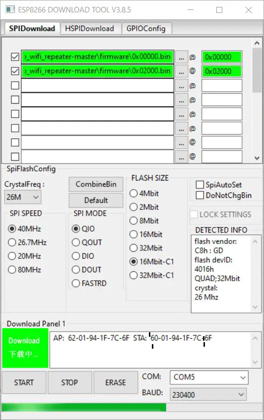 ESP Flasher Configuration - ESP Access Point