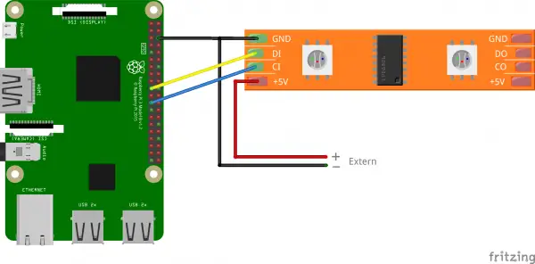 Raspberry Pi WS2801B RGB LED Stripe Schaltplatine