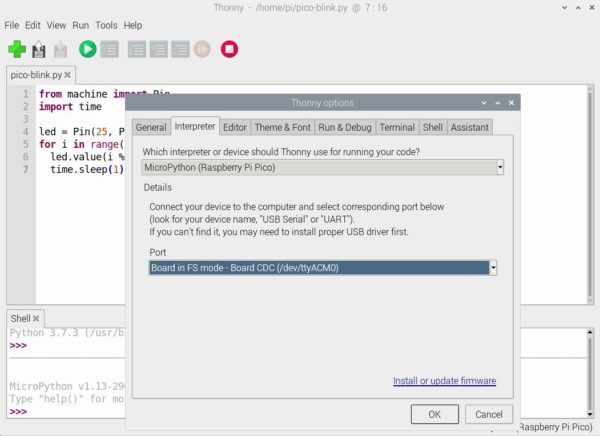 Thonny IDE Pico Pi