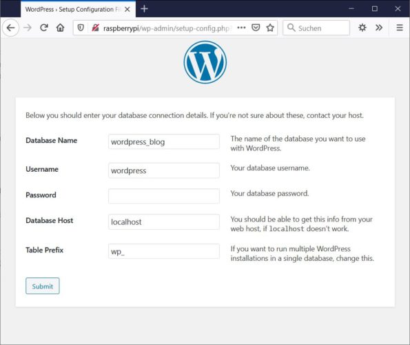 WordPress Init Screen