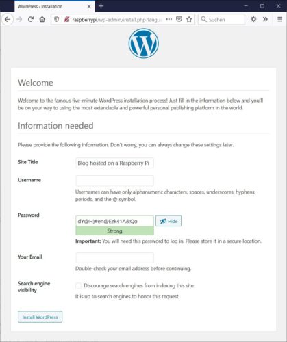 WordPress Welcome Config Screen